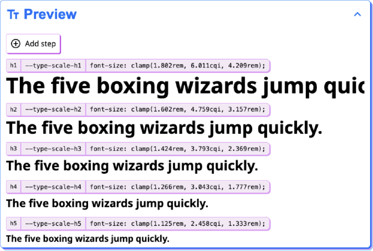 Responsive Type type scaling preview